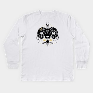 Black and Gold Zodiac Sign ARIES Kids Long Sleeve T-Shirt